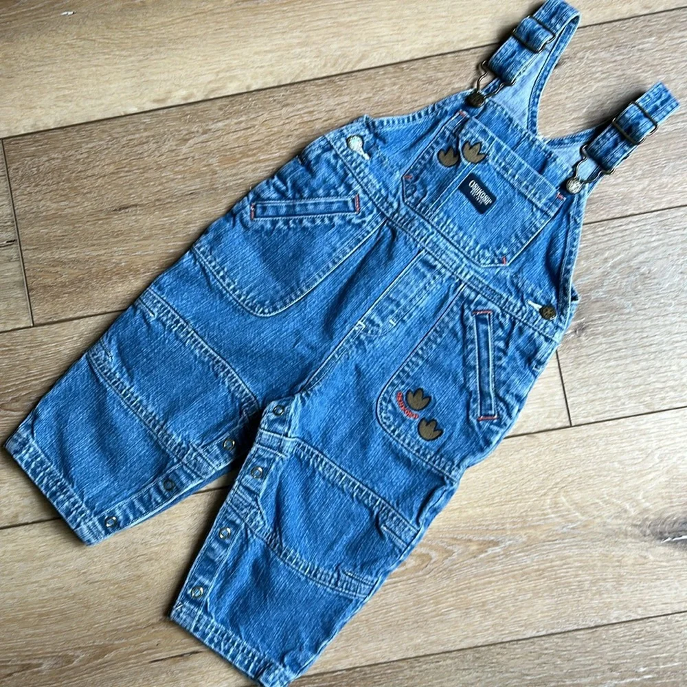 Oshkosh B'gosh Overalls Toddler 18 Months Denim Dinosaur 100% Cotton